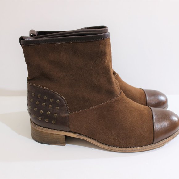 DIBA.TRUE Cute Brown Leather Suede Studded Cap Toe - Picture 6 of 7